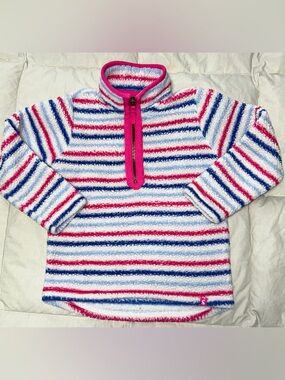 Joules striped fleece 1/4 zip shirt sz 5-6 EUC smoke free home